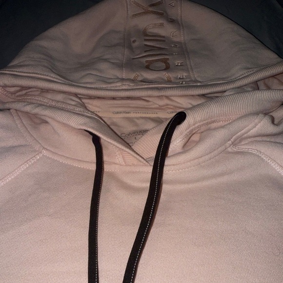 Calvin Klein Performance Pink Hoodie Black Side Stripe Logo Hood Sweatshirt L - Picture 4 of 10